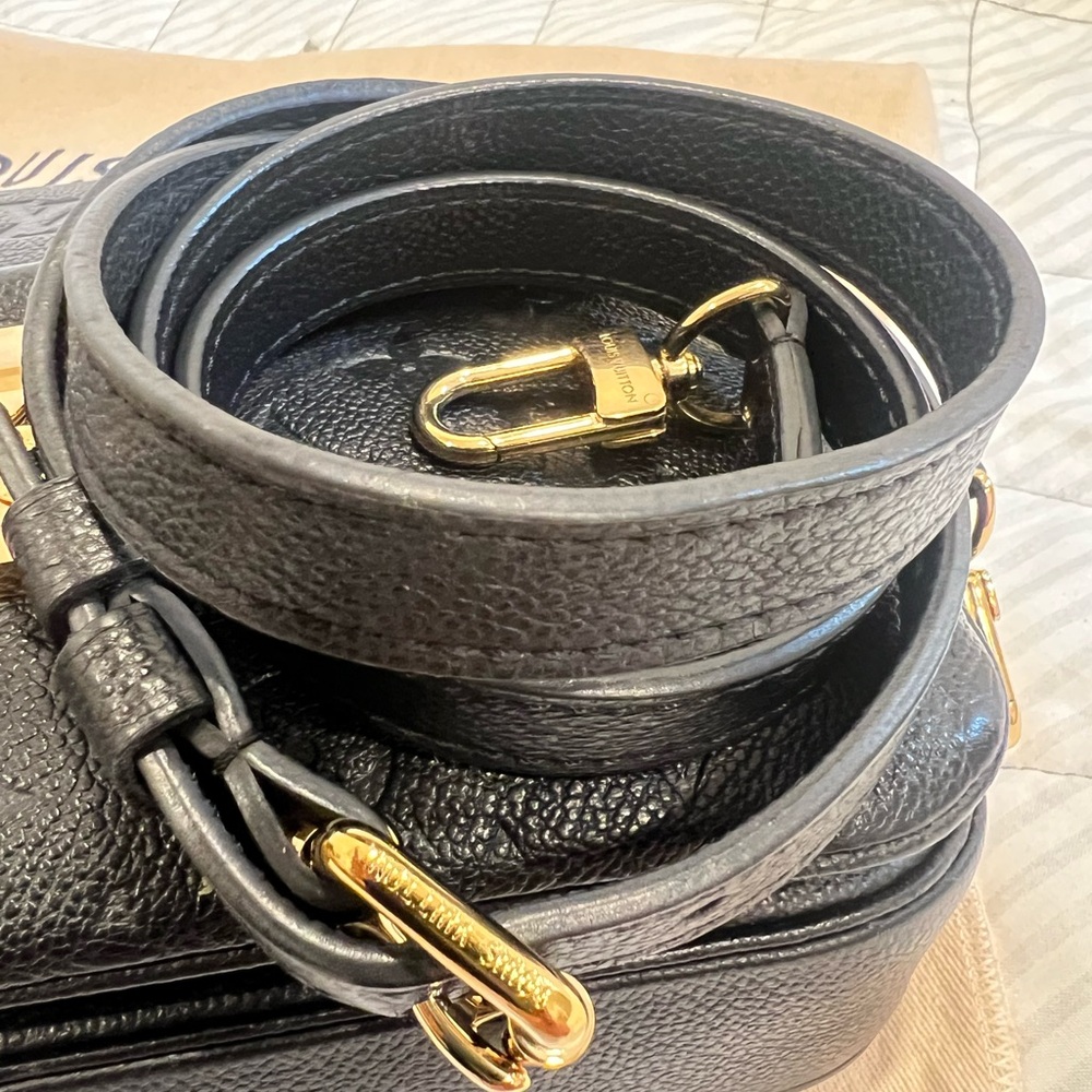 Louis Vuitton Black Crossbody Bag with Gold Accents